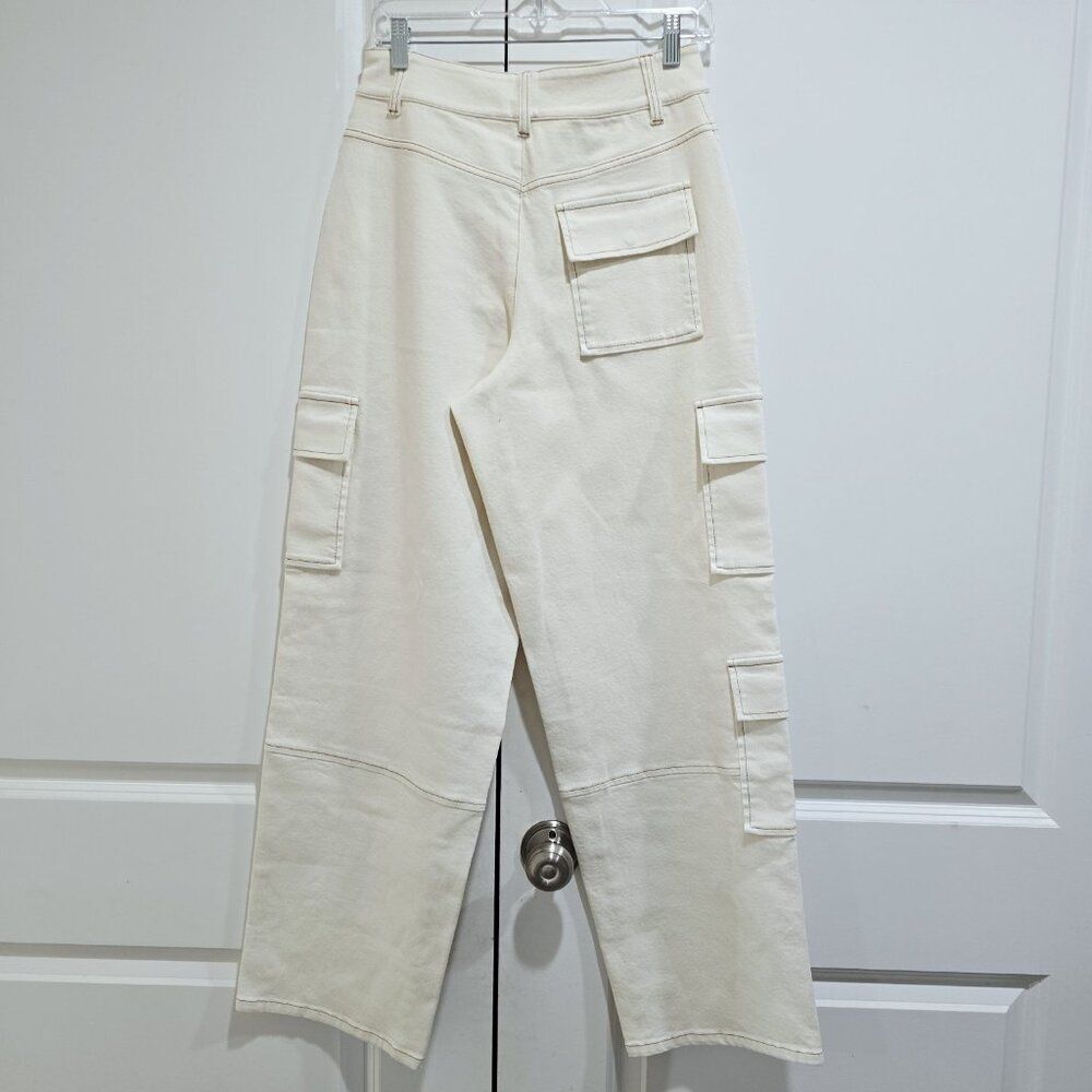 Tanya Taylor -Size 4 Women's Remy  7 Pocket Cargo Jeans - Ivory *delabeled* $480